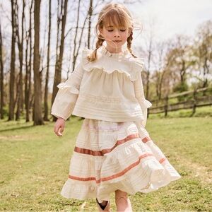 Pink Chicken Mira Lace blouse top and tiered skirt